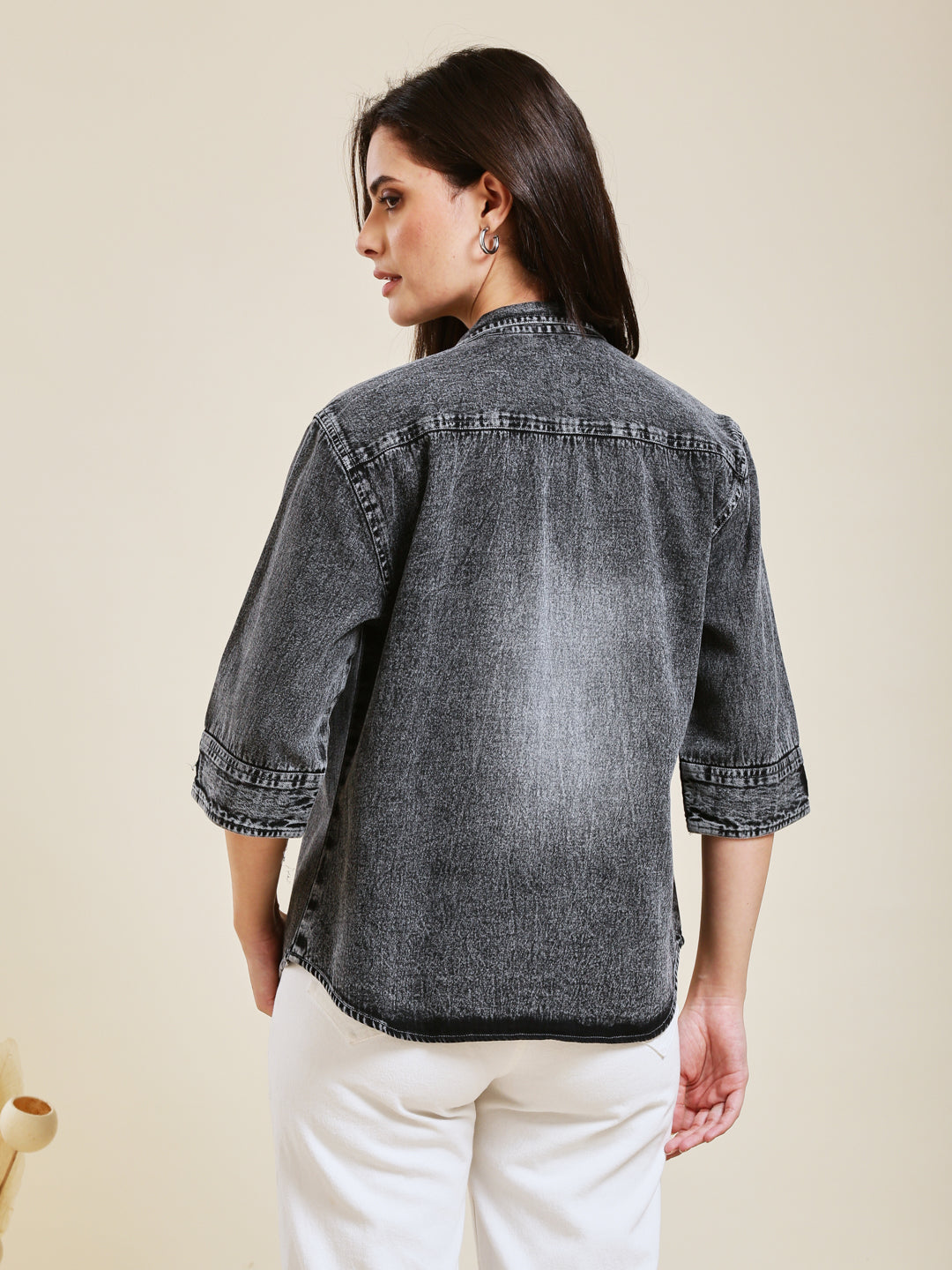 Classic Women Charcoal Denim Shirt