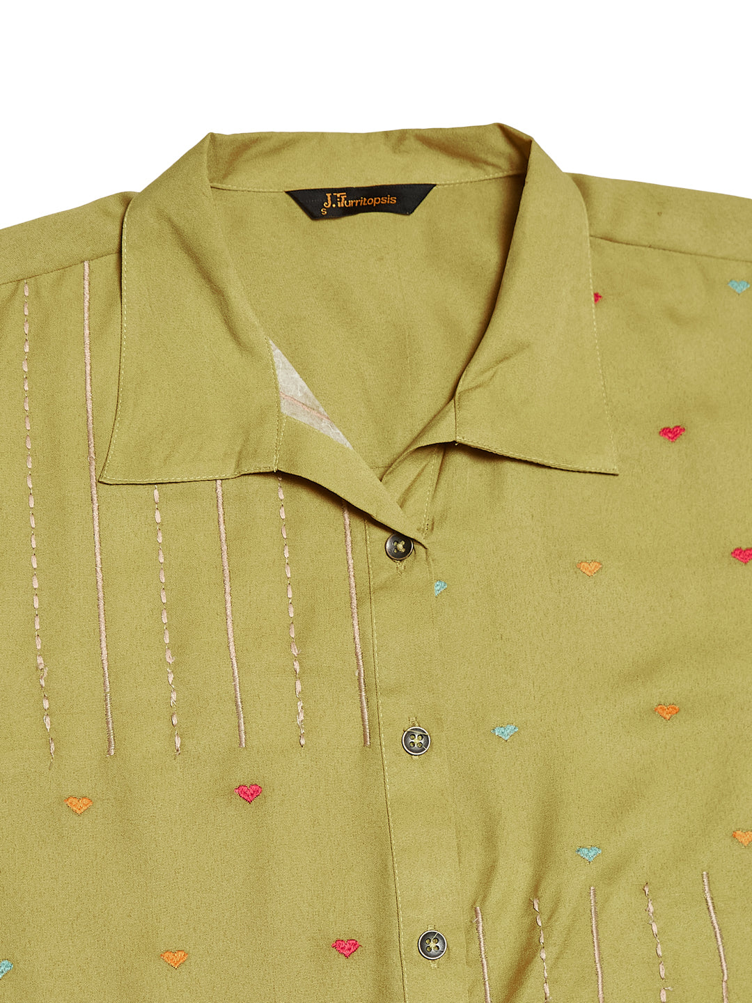 Neon Crepe Embroidered Regular Fit Shirt for Women