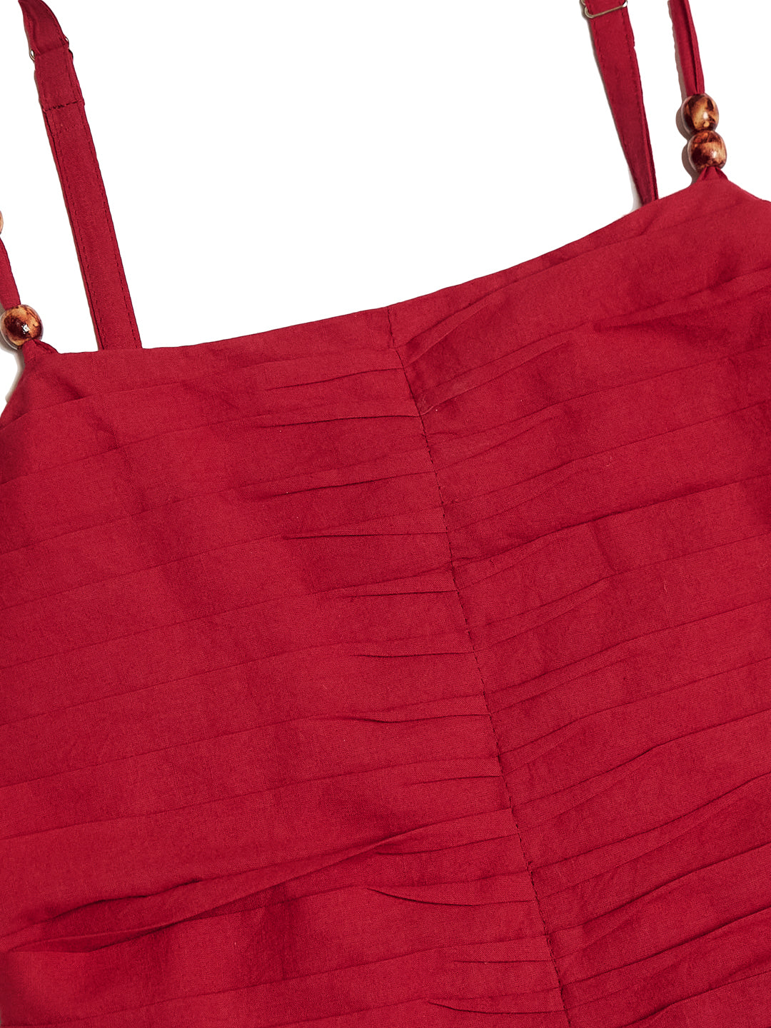 Stylish Red Cotton Midi Casual Dress for women