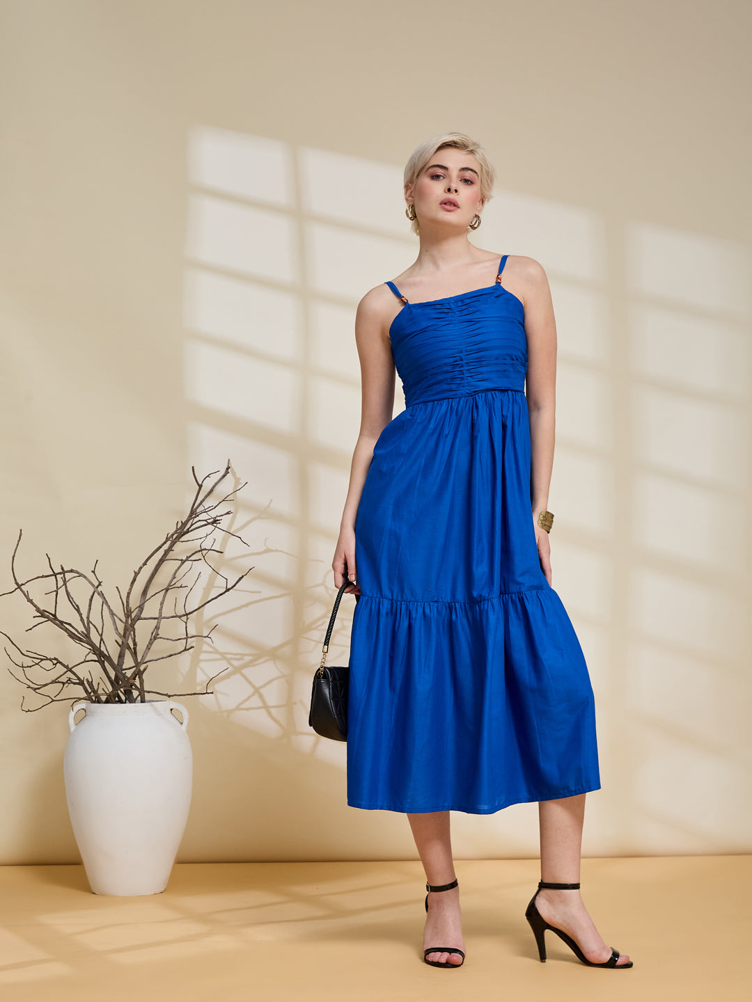 Royal Blue Midi Summer Dress for Women