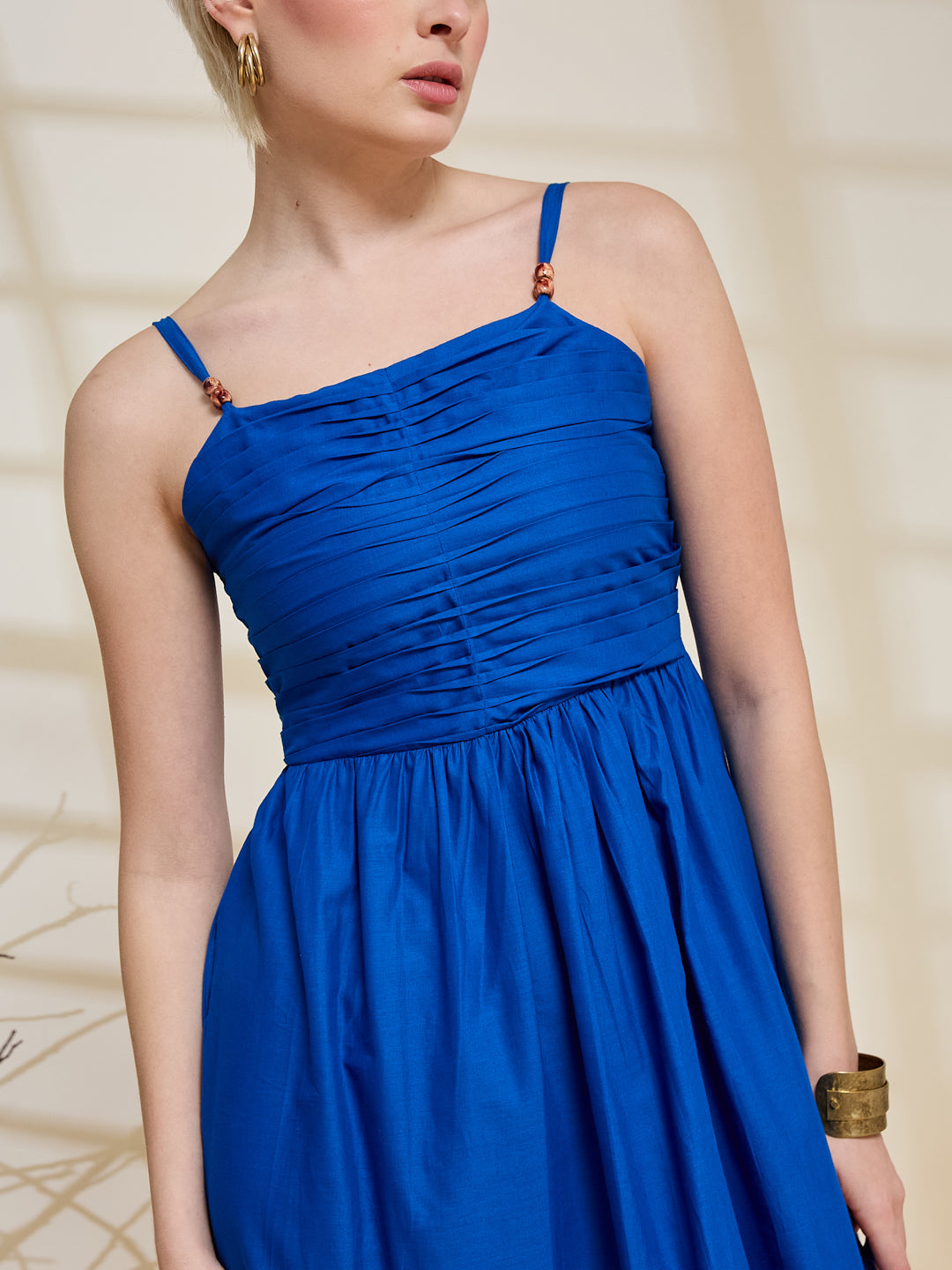 Royal Blue Midi Summer Dress for Women