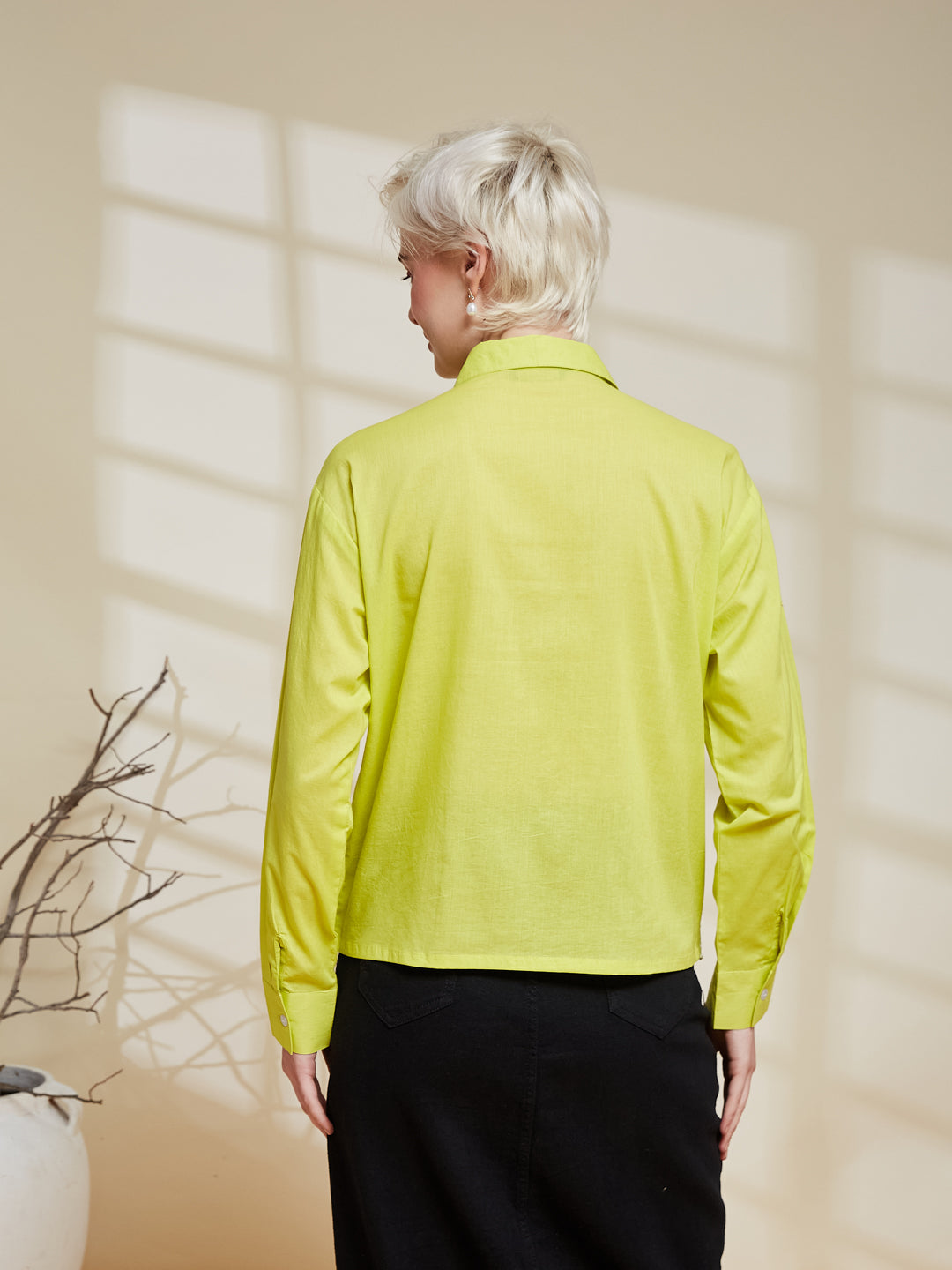 Women's Neon Cotton Embroidered Shirt