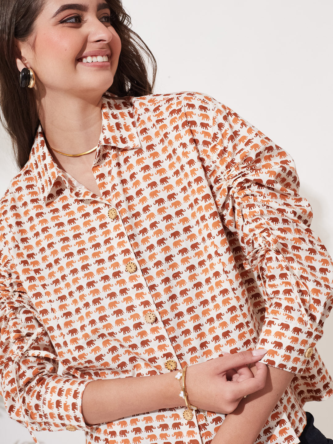 Women’s Coffee Print Stylish Casual Shirt
