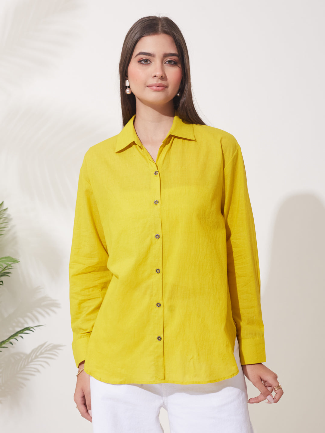 Women’s Sunshine Yellow Classic Cotton Regular Shirt