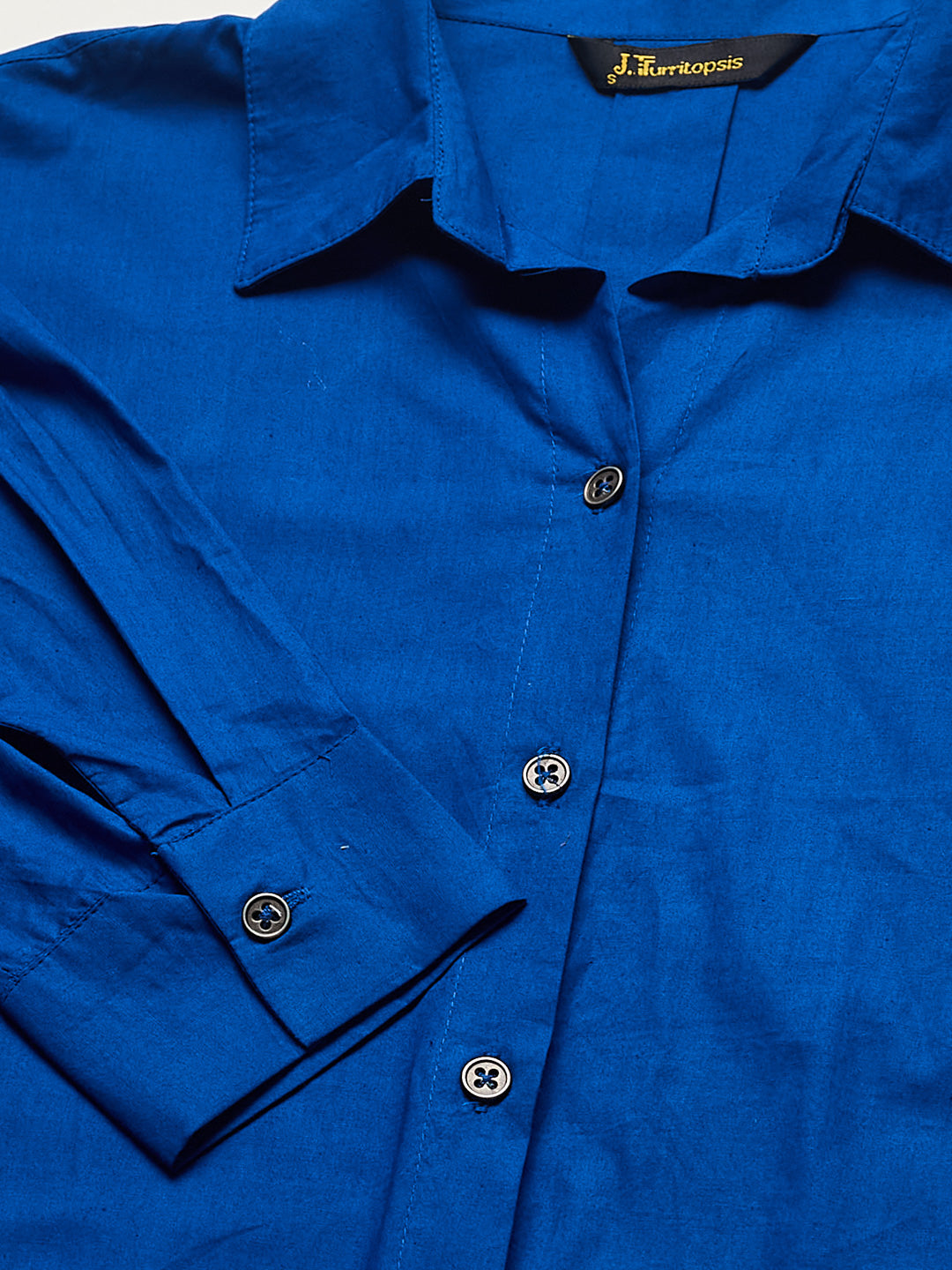 Royal Blue Cotton Relaxed Fit Casual Shirt for Women