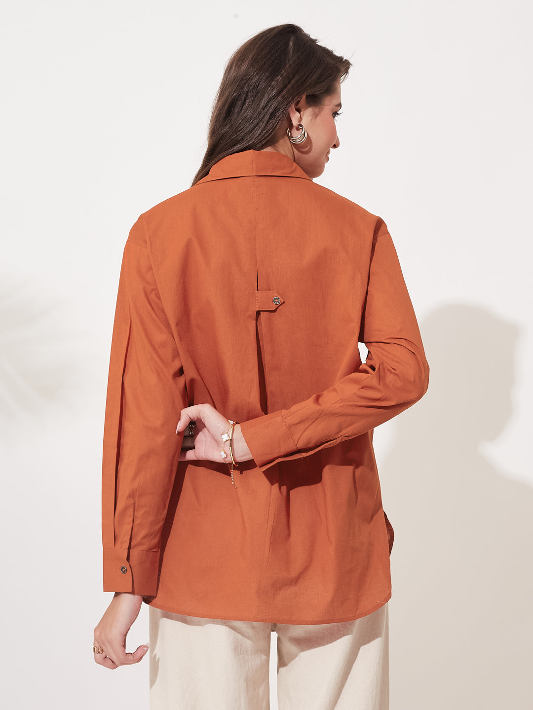Women’s Solid Orange Cotton Everyday Formal Shirt