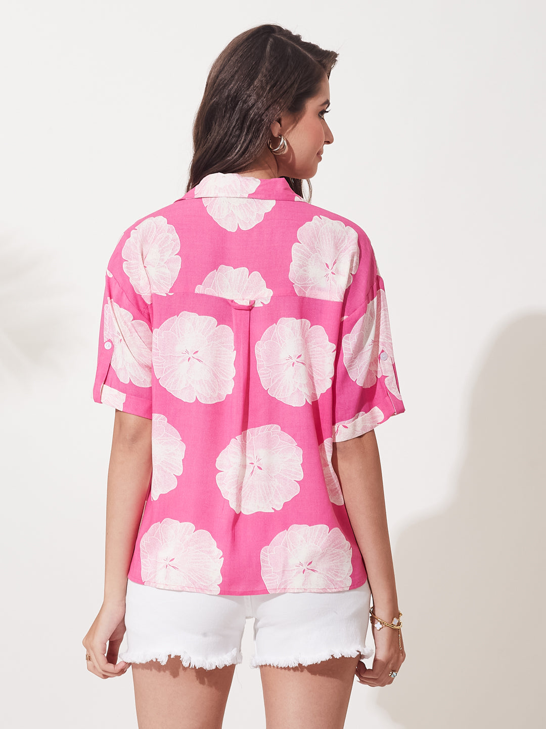 Pink Floral Summer Shirt for Women