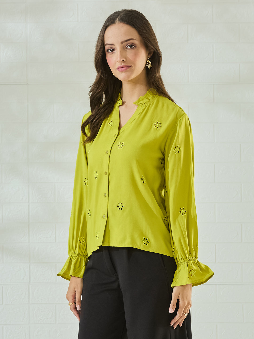 Trendy Stylish Neon Cotton Embroidered Women Shirts