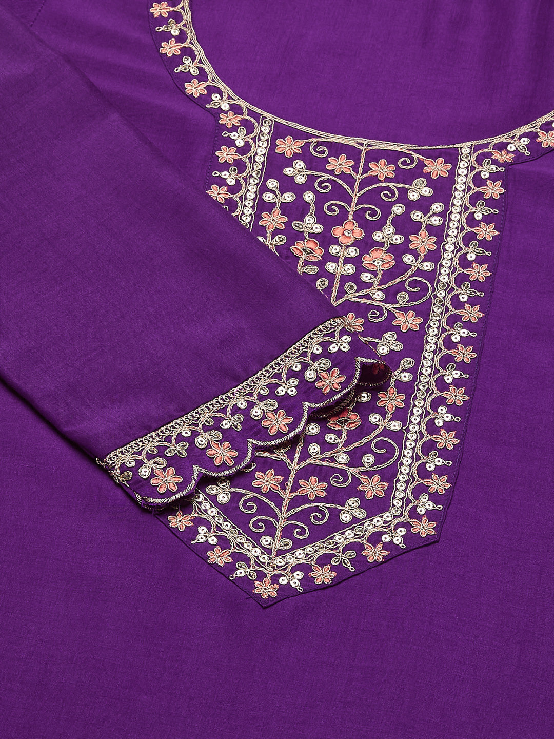 Violet Yoke Design Chinon Straight Suit With Printed Dupatta