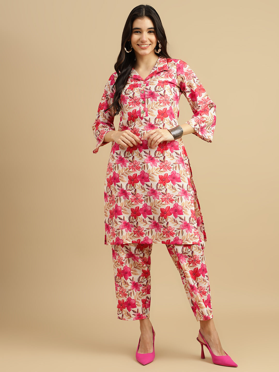 Pink Cotton Printed Co-Ord Set