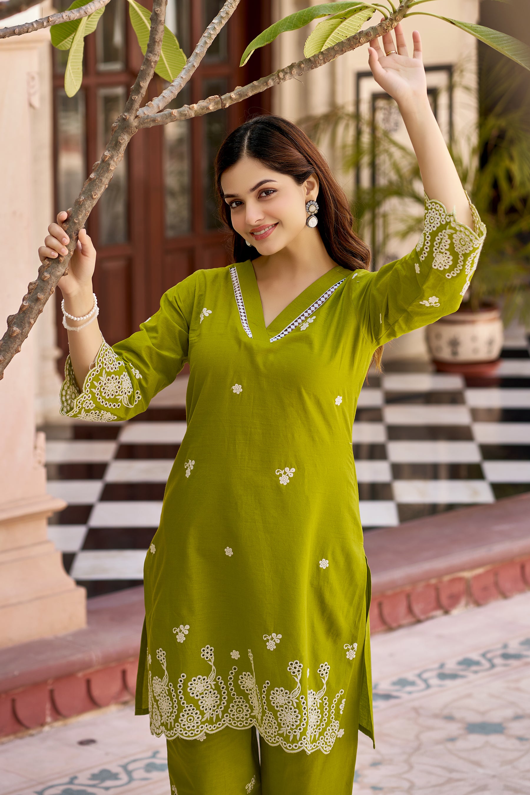 Pista Cotton Embroidered Co-ord Set