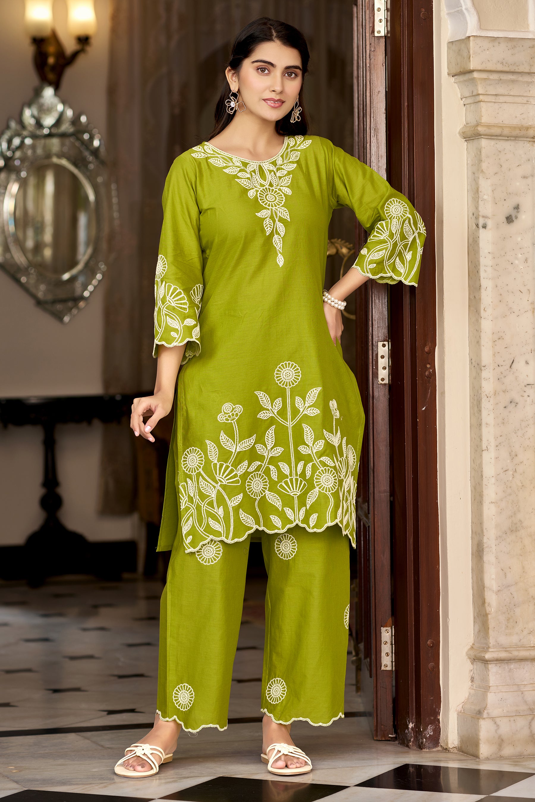 Pista Cotton Embroidered Co-ord Set