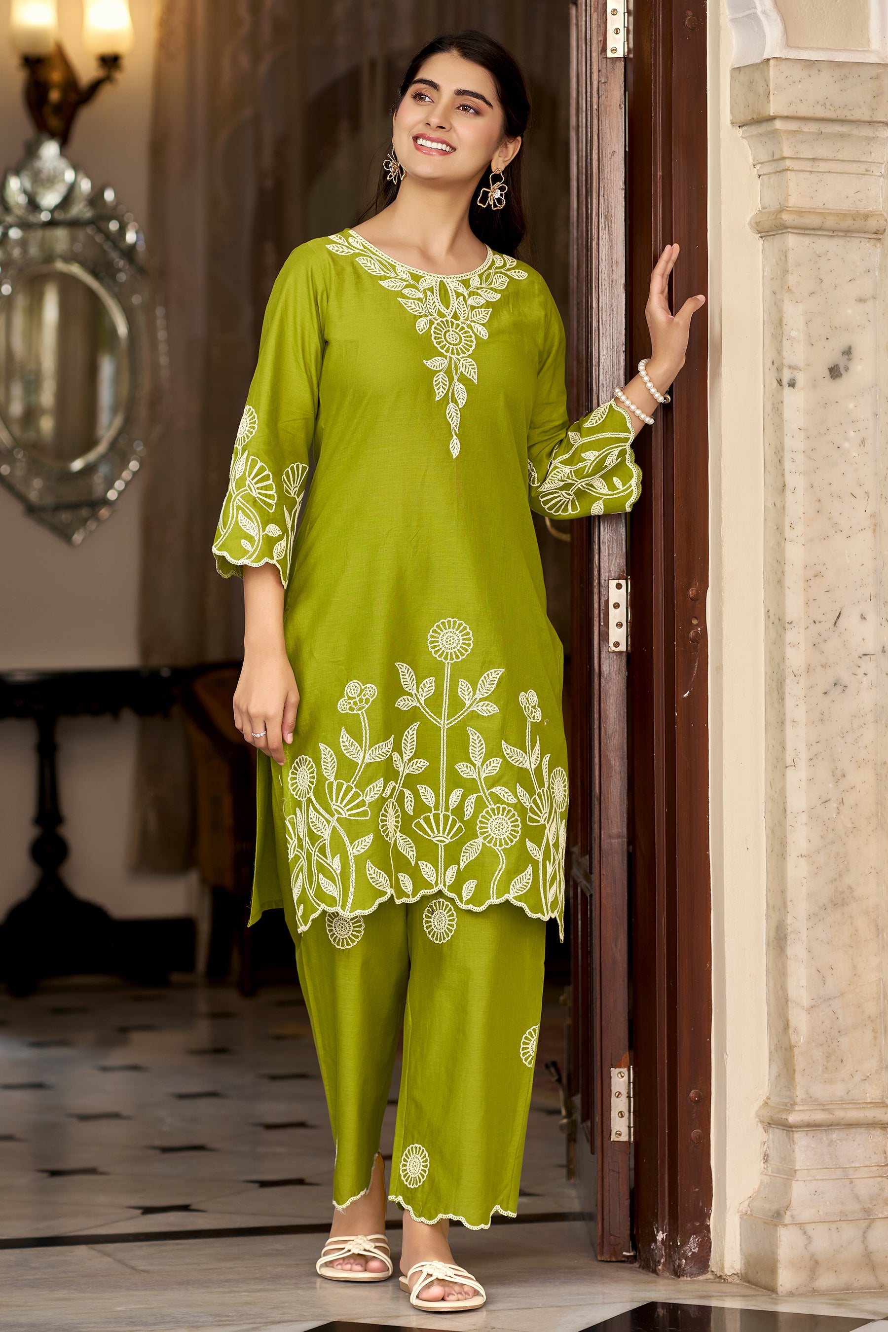 Pista Cotton Embroidered Co-ord Set