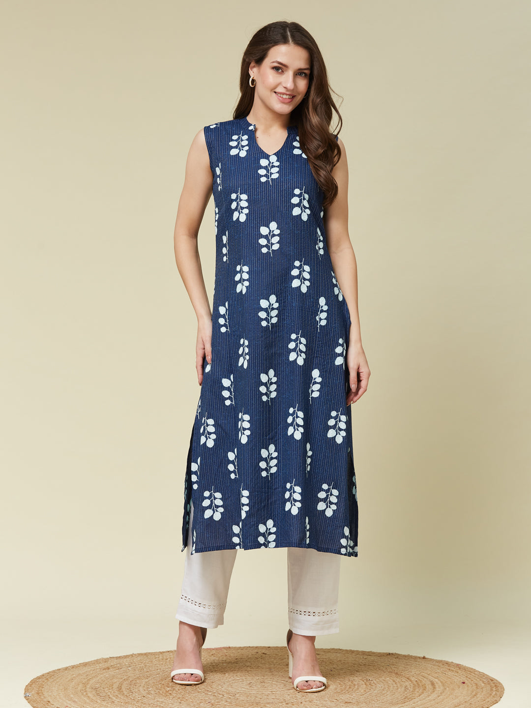 Navy Blue Cotton Printed Co-ord Set