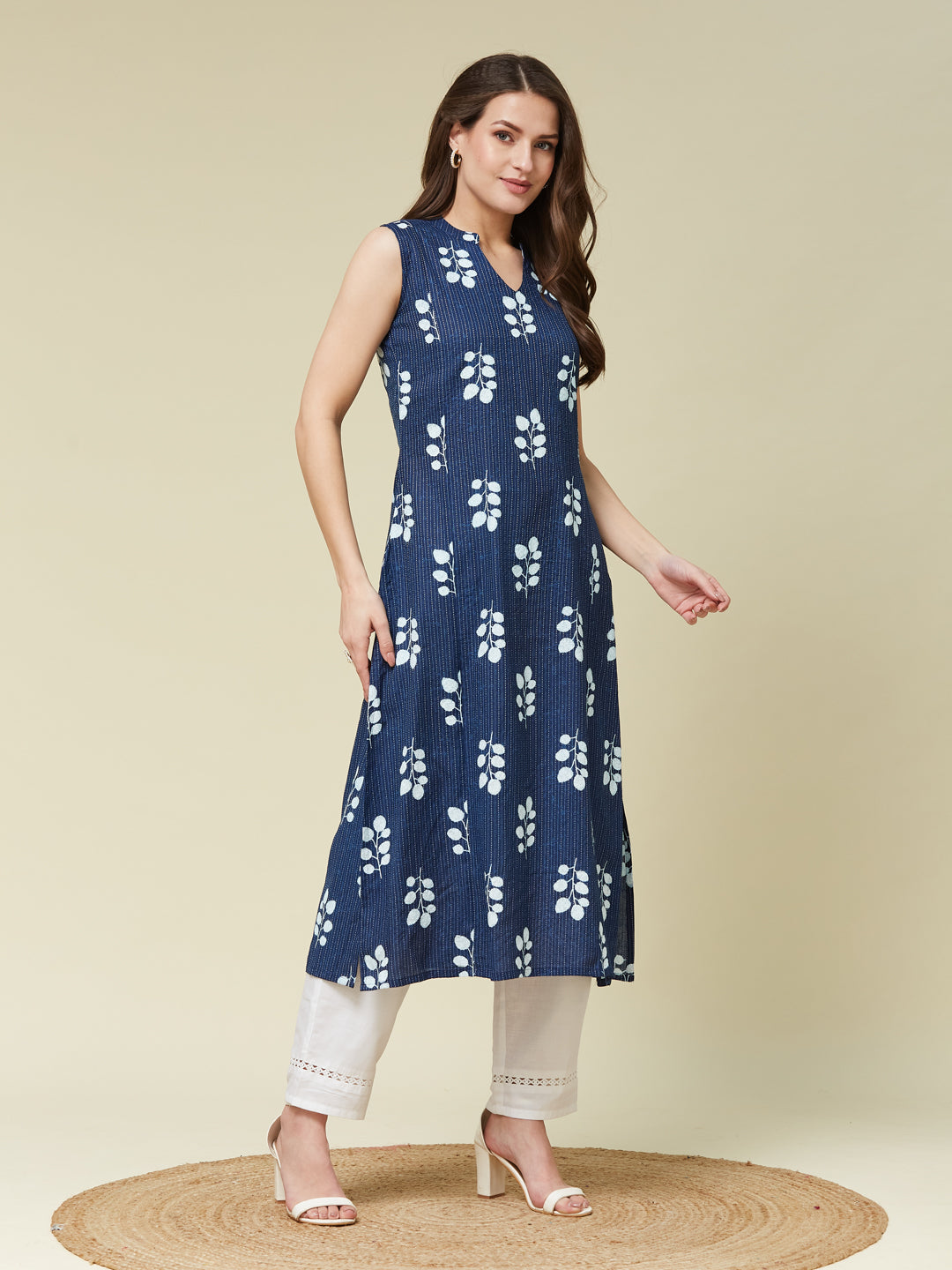 Navy Blue Cotton Printed Co-ord Set