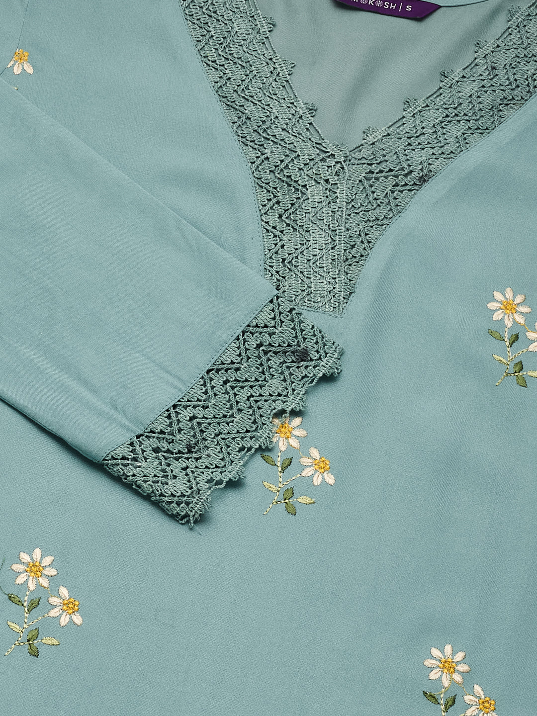 Sky Blue Rayon Embroidered Co-ord Set for Women