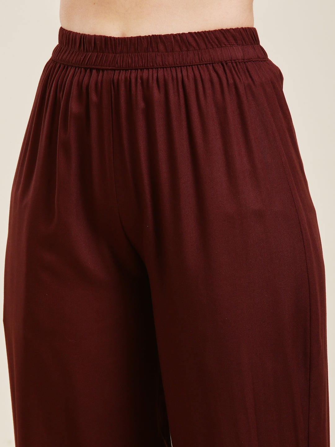 Coffee Rayon Embroidered Co-ord Set for Women