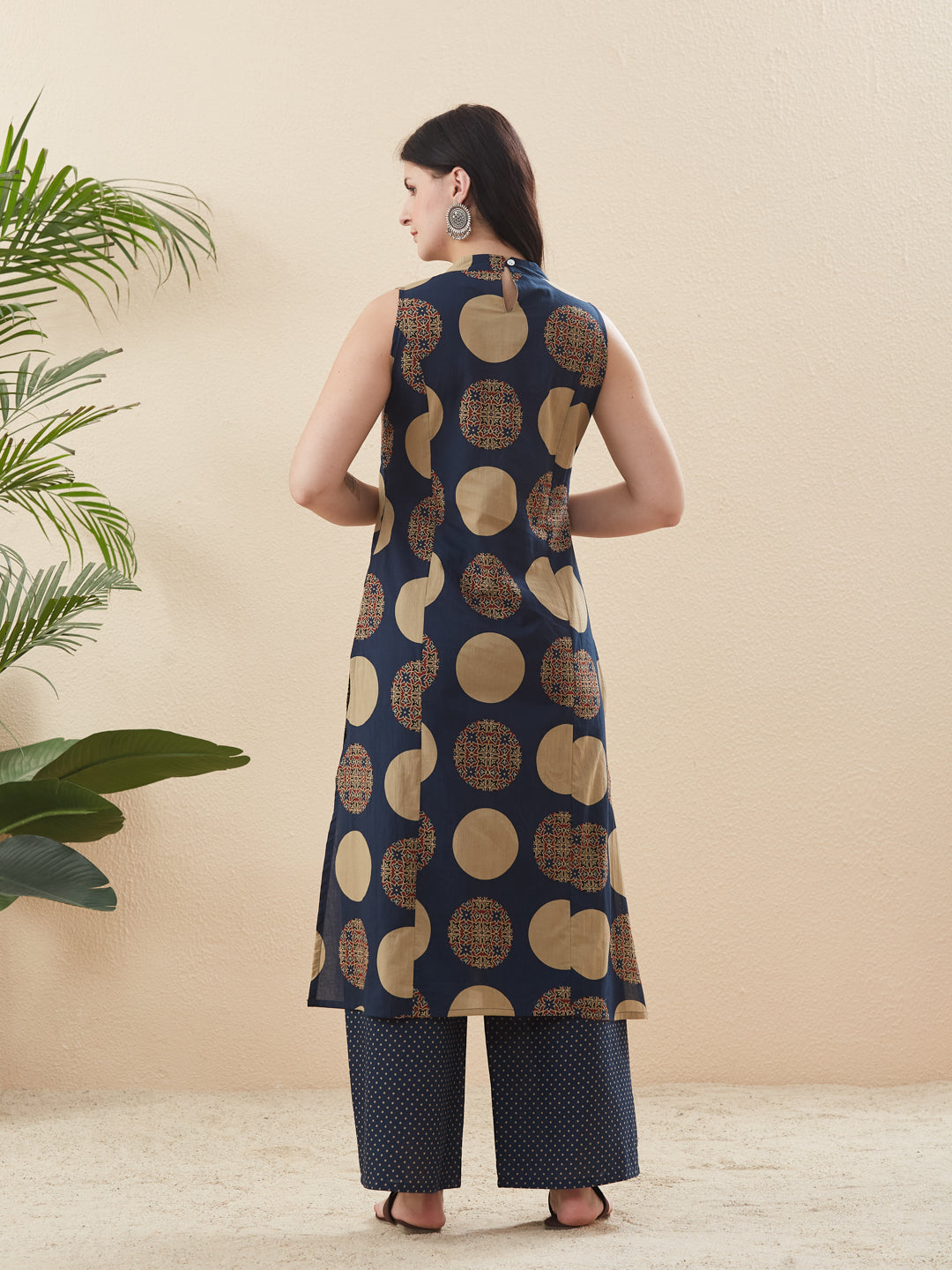 Navy blue Cotton Printed Co-ord Set