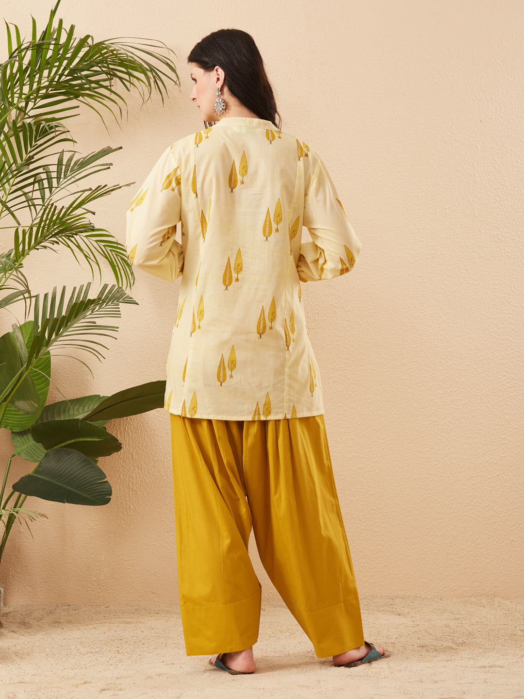 Women’s Yellow Cotton Ethnic Kurta Pant Co-Ord Set