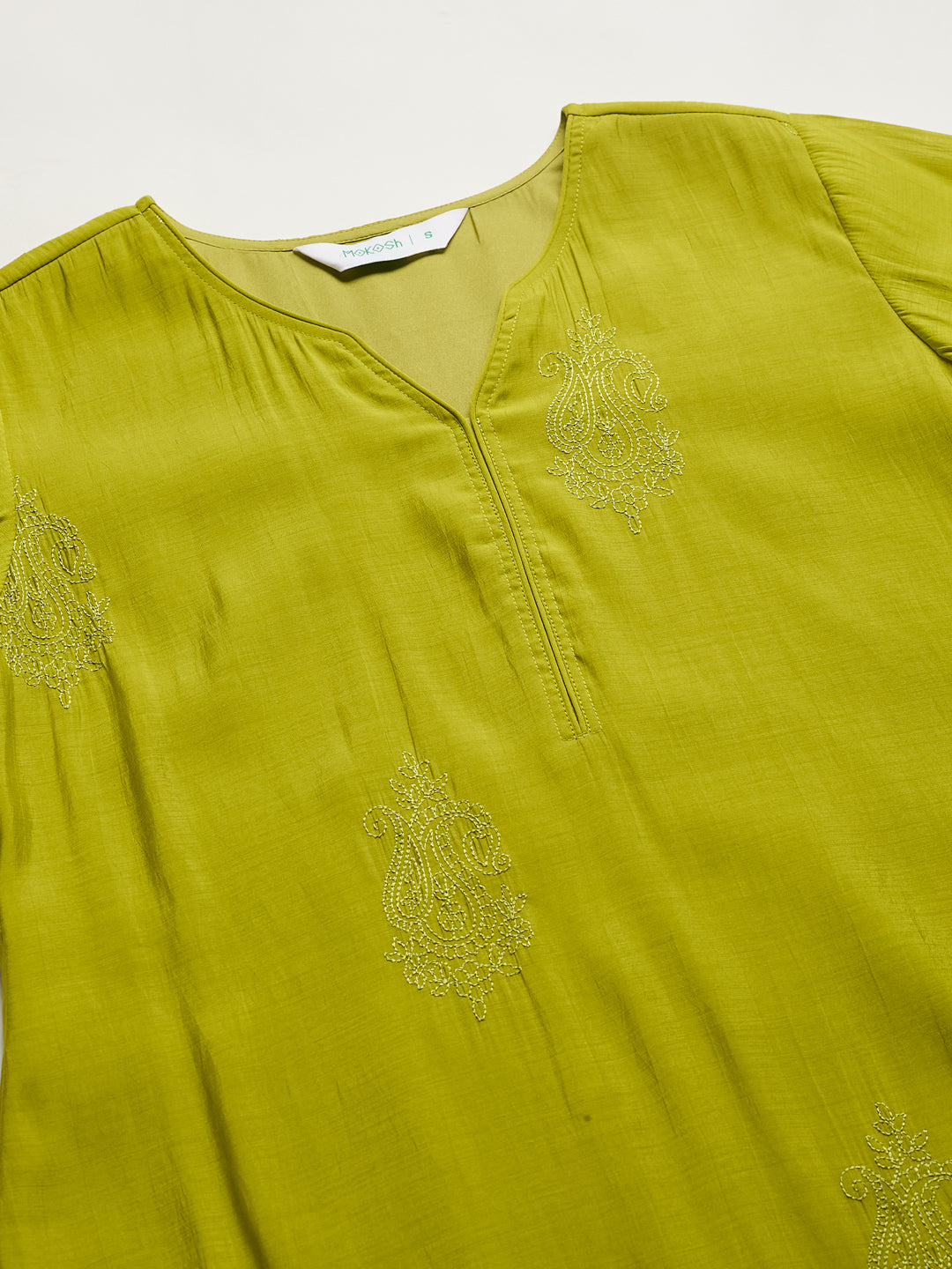 Neon Cotton Embroidered Ethnic Kurta Set for Women