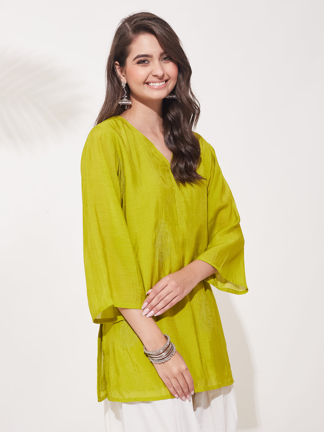 Neon Cotton Embroidered Ethnic Kurta Set for Women