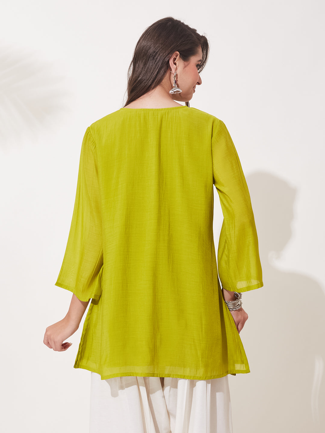 Neon Cotton Embroidered Ethnic Kurta Set for Women