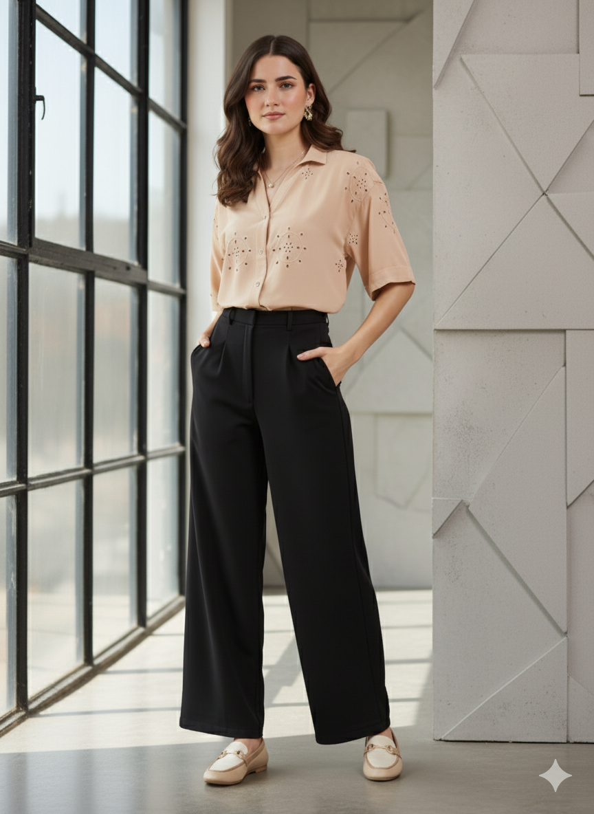 Beige Casual Printed Shirt in Cotton Blend Fabric for Women