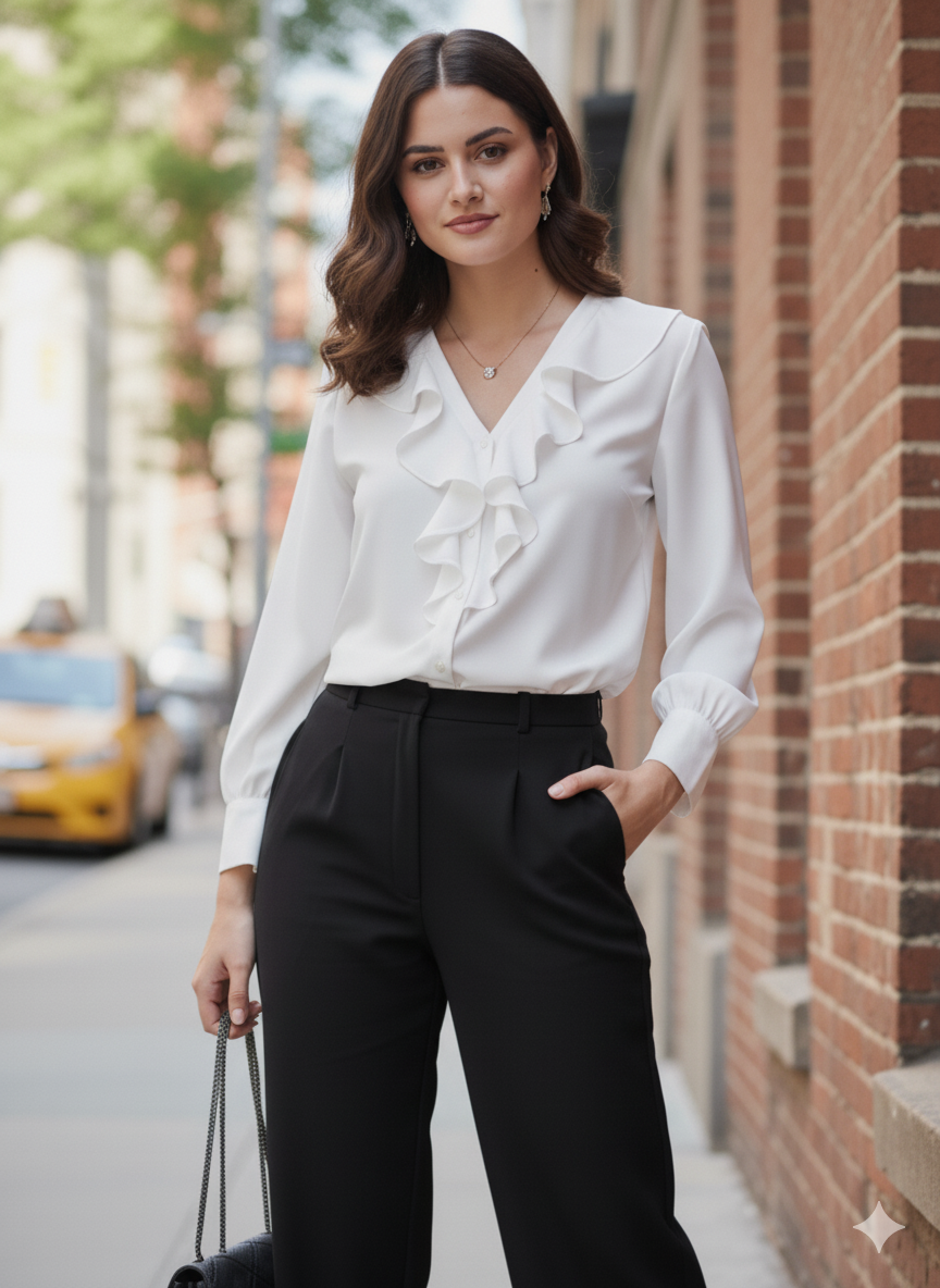 Women's White Polyester Plain Regular Full sleeve Shirt