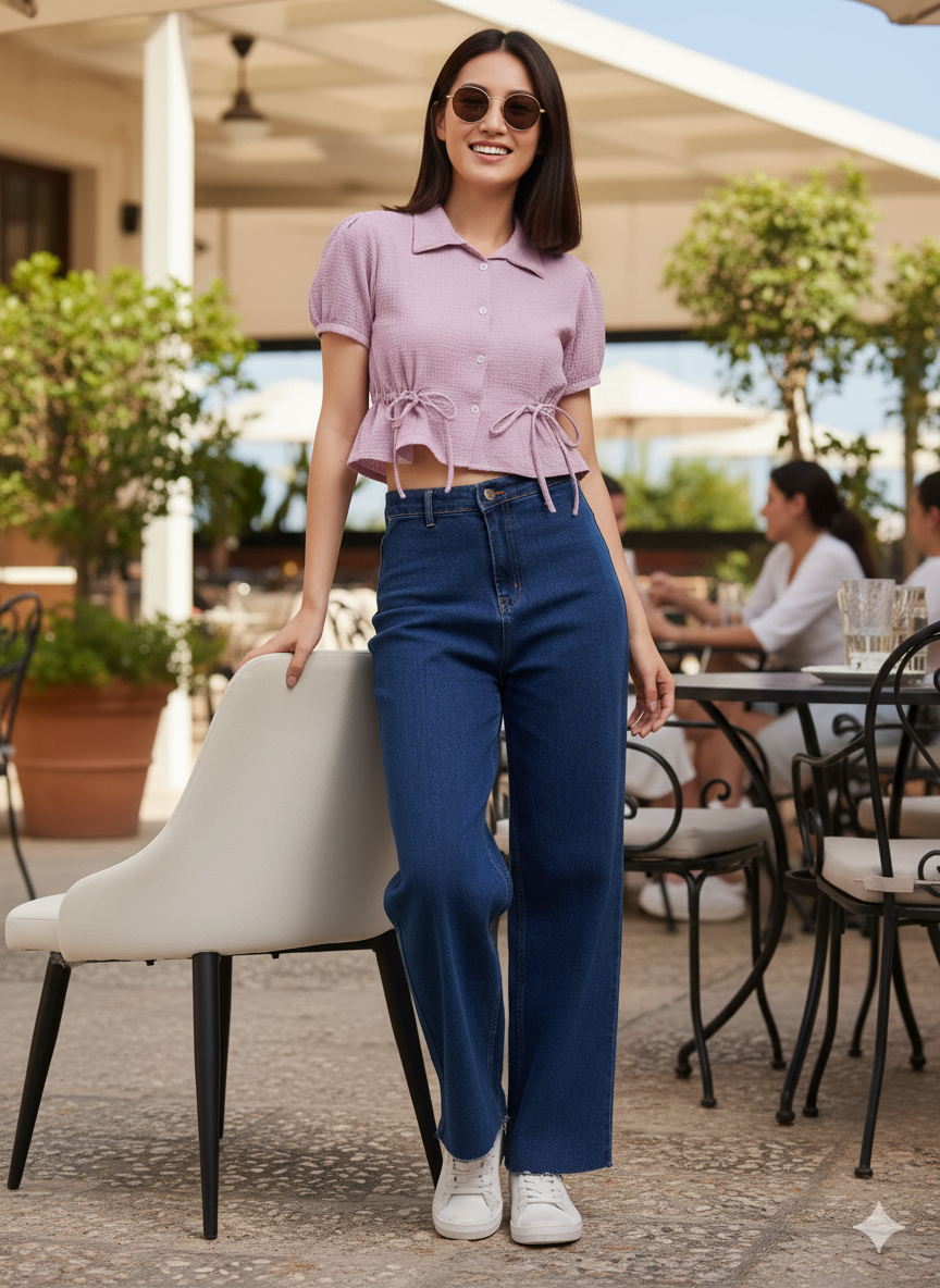 Lavender Polyster Plain Regular shirt for woman