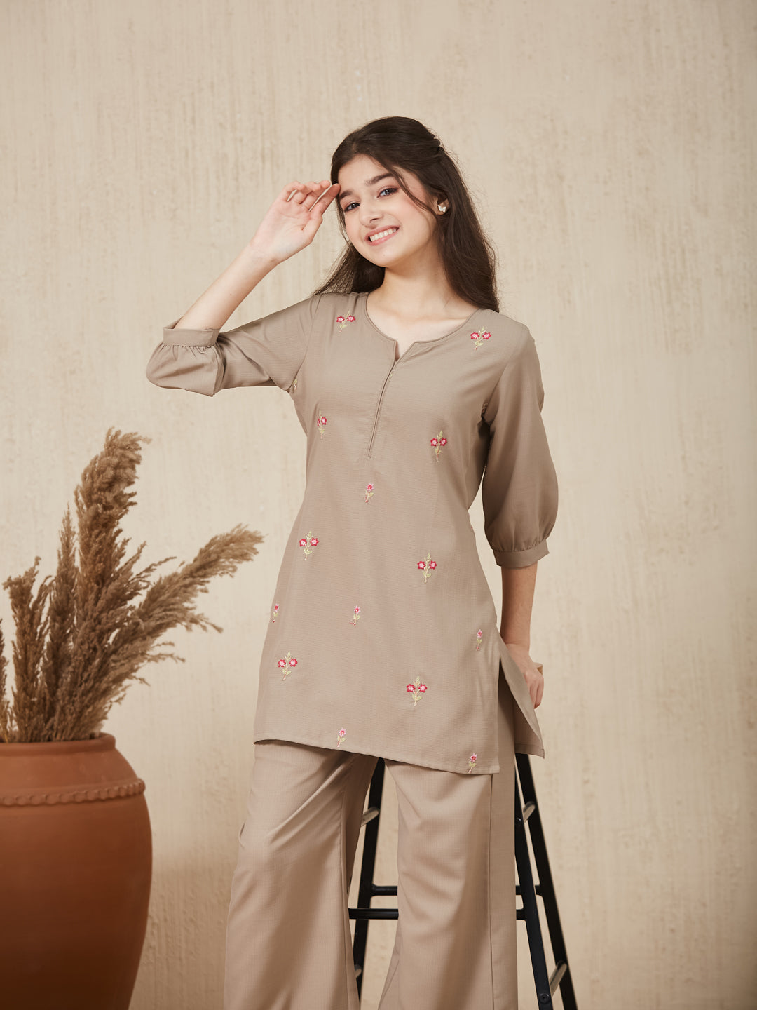 Beiga Embroidered  Kurta & pant For Girls
