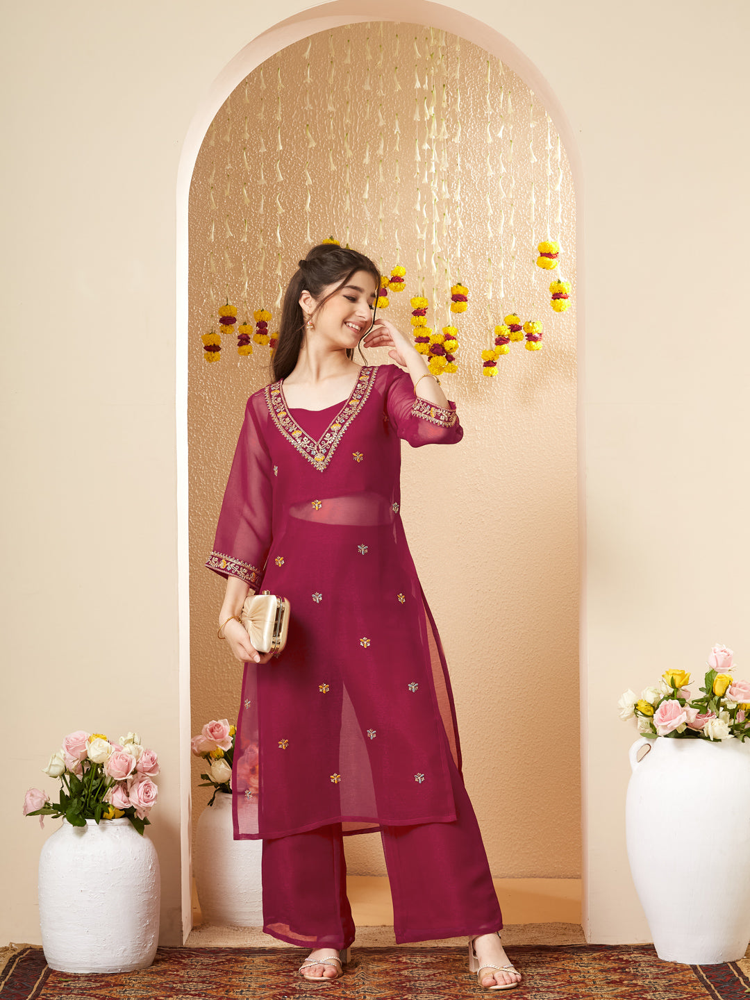 Rani Embroidered Kurta Set with Straight Pants