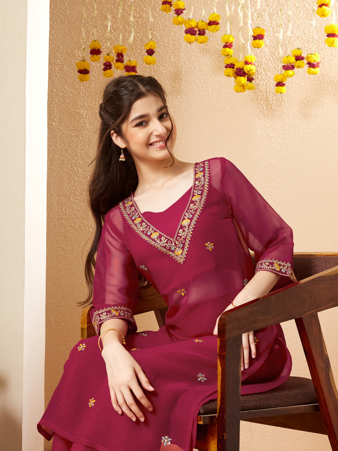 Rani Embroidered Kurta Set with Straight Pants