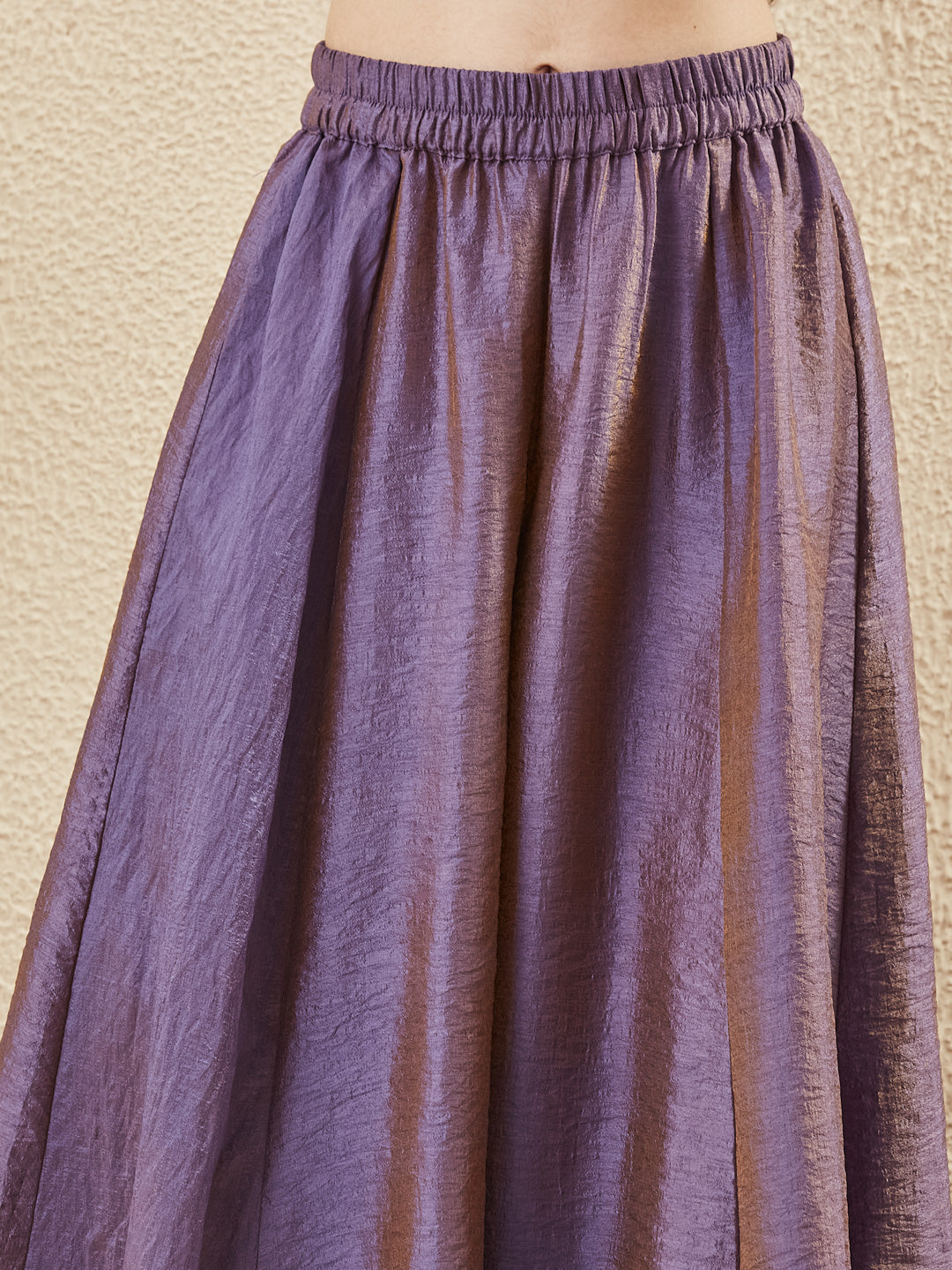 Purple Silk Embroidered Kurta & Palazzo Set For Girl