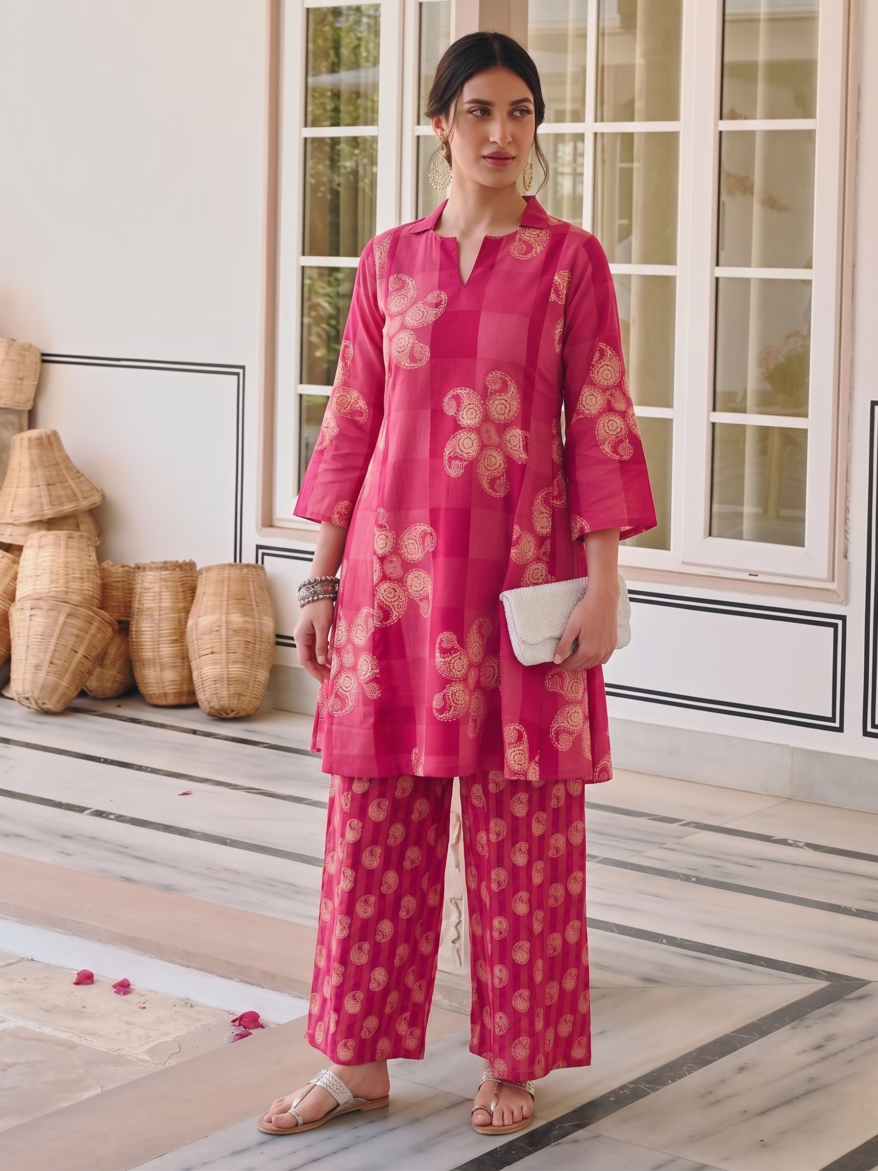 Women’s Rani Ethnic Co-ord Set with A-Line Kurta & Palazzo