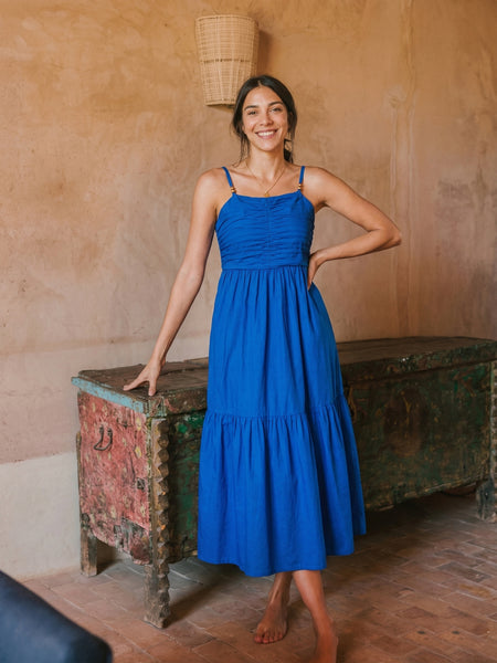 Royal Blue Midi Summer Dress for Women